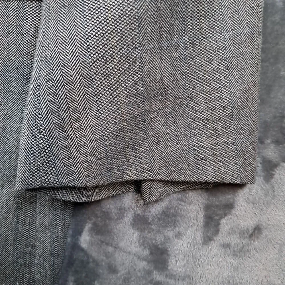 Ralph Lauren Silk Wool 2 Button Blazer 46L Blue Gray Herringbone Stripe Pattern